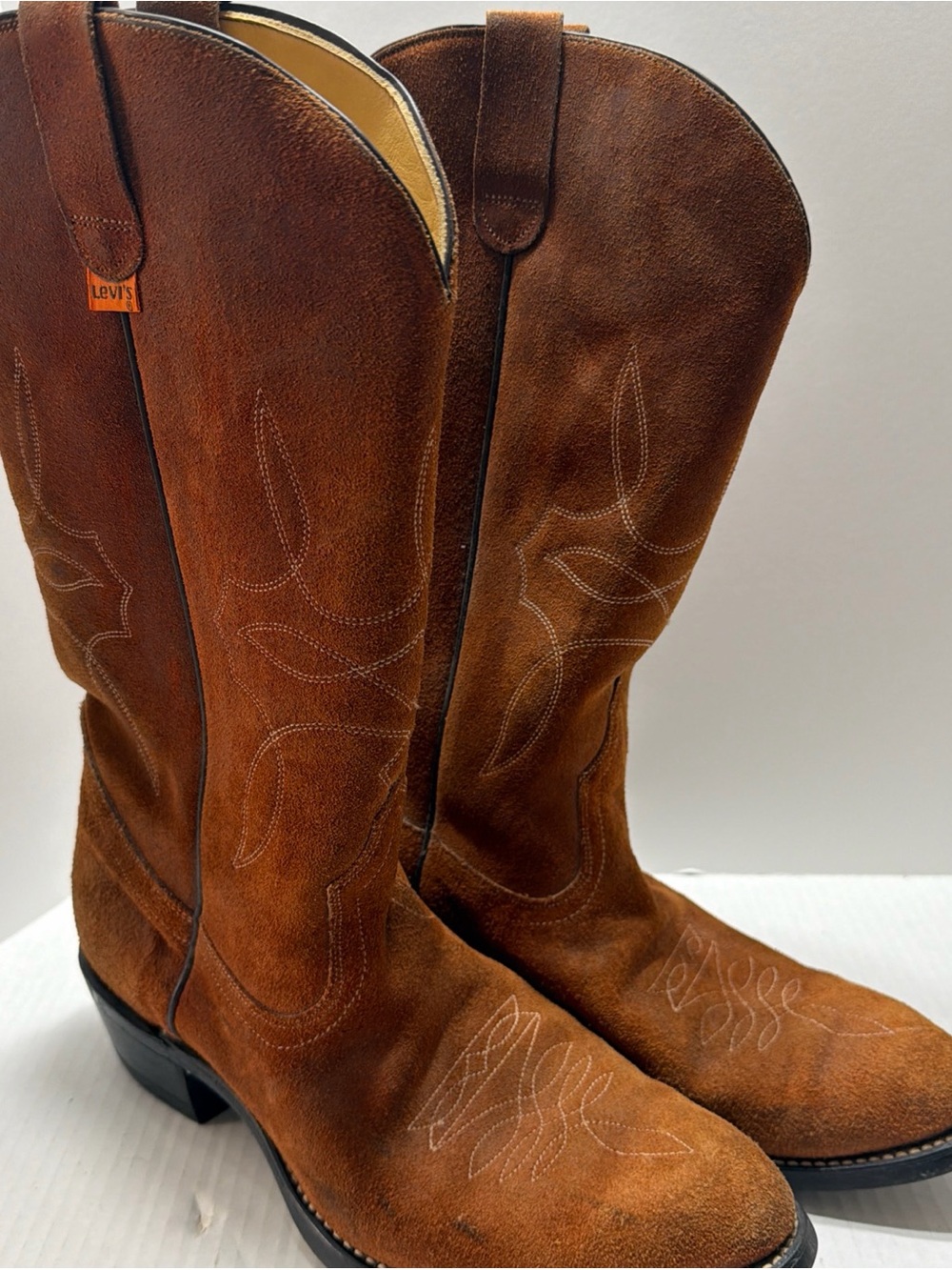 Levi's Rustic Brown Suede Cowboy Boots for Men 10.5M